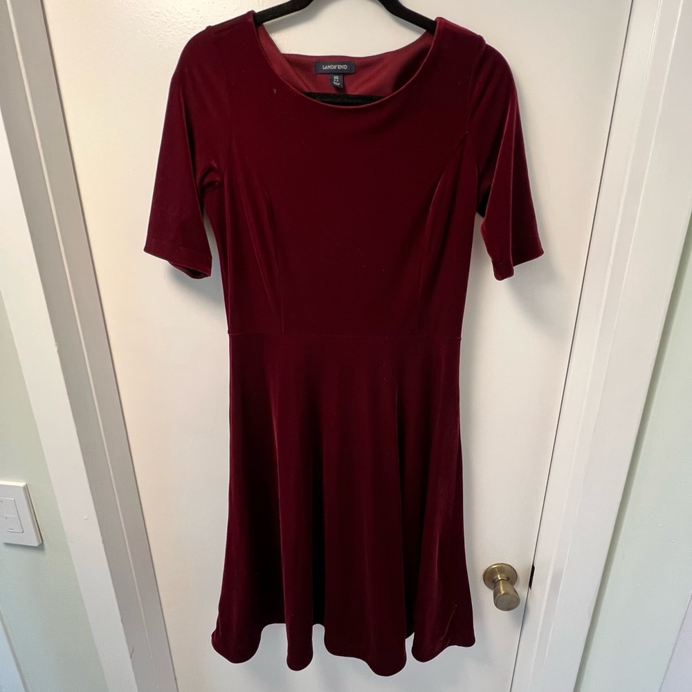 Lands end crushed velvet dress